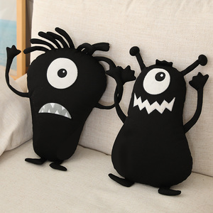 Ensemble de coussins en peluche monstre noir mignon et <span class=keywords><strong>moche</strong></span>, personnalisables avec logo, poupées en peluche monstre de dessin animé, coussins de canapé doux, cadeaux pour enfants et décoration intérieure - Product Image 2