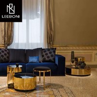 Nouveaux meubles de salon créatifs haut de gamme Table basse en verre noir Table d'appoint de canapé rond de luxe