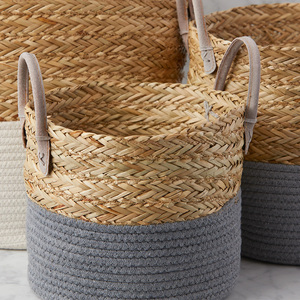 Maceta de Mimbre Tejida con Algas Marinas Naturales, Cubierta para Macetas, Plegable, Cesta de Almacenamiento para Cocina, Interior y Exterior - Product Image 2