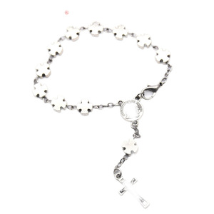 Bracelet de prière en alliage métallique avec croix argentée, bijou unisexe, cadeau - Product Image 5