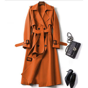 Gabardina de <span class=keywords><strong>Mujer</strong></span> Estilo Británico, Color Sólido, con Cinturón, Largo Medio, a la Moda - Product Image 4
