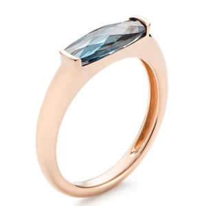 Rose Vergulde Kleur Natuurlijke Geboortesteen Gems Londen Blue Topaz Fashion Ring Sterling Silver Blue Topaz Sieraden - Product Image 3