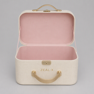 Caja de recuerdo para bebé de cartón y tela de lino crema reutilizable de alta gama, embalaje de papel rígido vacío para regalo de recién nacido, ropa de bebé - Product Image 3