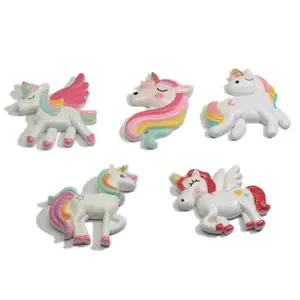 Mix Glitter Unicorn Resin Flatback Charms Kawaii Horse Cabochon for Fridge Sticker Pencil Box Decorations