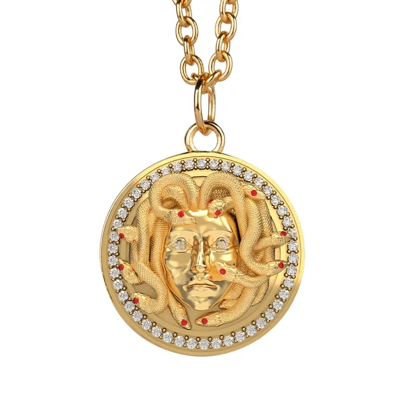 Ciondolo da uomo Unisex collana di gioielli regalo gioielli gioielli antichi greco Medusa argento fatto a mano 925 in argento Sterling