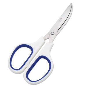 Stainless Steel Household Scissors White And Blue Straight Head Office Paper Cutting Home Use 0041 - Product Image 3