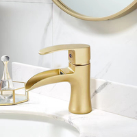 Robinet de lavabo moderne en acier inoxydable, monocommande, à poser sur le comptoir, avec mitigeur céramique or pour eau chaude et froide