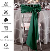 Décoration de fête de mariage : Nœuds de chaise verts, rubans de chaise en soie verte, écharpes de chaise en soie, guirlandes de chaise pour la décoration de la scène et des dossier de chaise