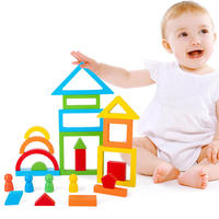 Blocs de construction géométriques empilables en bois arc-en-ciel personnalisés pour enfants, puzzle éducatif créatif et intéressant pour les enfants