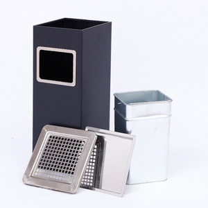 Cubo de basura de acero inoxidable Ruixiang con cenicero 24x24x61, de suelo, para vestíbulo de hotel o pasillo. - Product Image 3