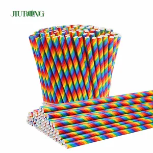 Chinese Supplier Manufacturing Party Used Stripe Patten Colored Paper Drinking Straws