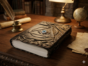 Custom Made Embossed Eye Leather Journal with a Hocus Pocus Theme Ideal for Resale Made Using Old Look Handmade <b>Papers</b> - Product Image 2