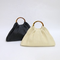 Sac à main d'été en paille plissée personnalisé pour femmes avec nouvel anneau en acrylique imprimé léopard design d'usine à la mode