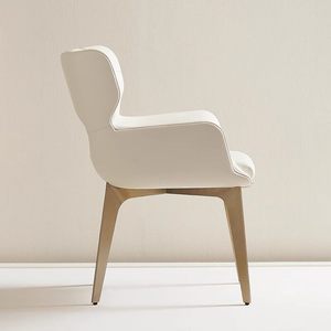 Nueva silla de comedor minimalista italiana de lujo ligero <span class=keywords><strong>en</strong></span> cuero de microfibra, silla para mesa de té, patas de silla de acero inoxidable sólido - Product Image 5