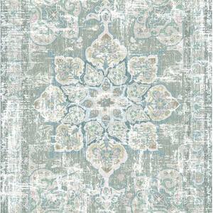 พรมปูพื้นรูปทรงสี่เหลี่ยมผืนผ้า ผลิตจากใยโพลีเอสเตอร์ ลายคริสตัลเวลเวท เมดัลเลียน สไตล์โบฮีเมียน วินเทจ ลายเปอร์เซีย - Product Image 1