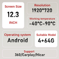 12,3 "Android 13 Snapdragon 665 4 + 64G reproductor Multimedia navegación GPS pantalla táctil inalámbrico Carplay para Jeep Wrangler 2011-2017