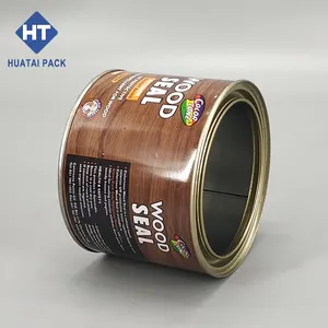 交換可能な蓋付きの1Lラウンドメタルペイント缶