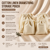 Bolsa de Algodón y Lino Natural con Cordón para Joyería, con Cordones Intercambiables, para Empaque de Regalos, Bolsa de Almacenamiento, Estuche Organizador Portátil