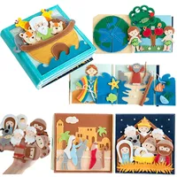 Livre sensoriel Montessori en feutre doux pour tout-petits, avec histoires bibliques, détachable et interactif, personnalisable OEM