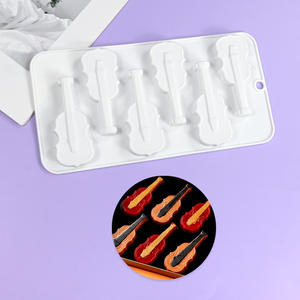 6 violín instrumentos musicales moldes de silicona para hornear pasteles francés Mousse pastel moldes DIY guitarras moldes para galletas de Chocolate - Product Image 6