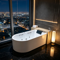 Baignoire à remous autoportante moderne en acrylique avec jets hydromassants, baignoire de luxe SPA