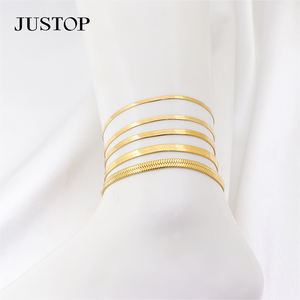 फैशन आपूर्तिकर्ता सांप श्रृंखला उच्च गुणवत्ता वाले न्यूनतम पीतल 18k सोने की प्लेटेड एडजस्टेबल आकार पर्यावरण के अनुकूल टखट महिला उपहार - Product Image 2