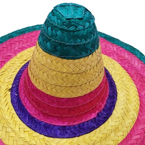 Sombrero Mexicano de Mariachi a Rayas Coloridas, Sombrero de Paja Vietnamita de Ala Ancha con Patrones Tradicionales para Eventos Culturales - Product Image 3