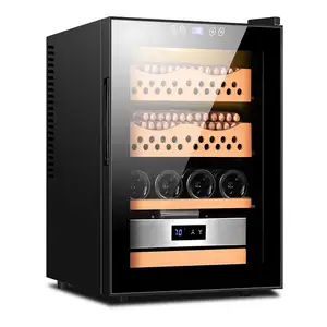 Cigarloong - Armário para charutos e vinhos, refrigerador com controle de temperatura e umidade constante, prateleiras de madeira de cedro 50L, refrigerador para charutos