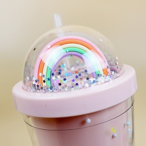 Di alta qualità con paglia di plastica glitterata tazza di <span class=keywords><strong>caffè</strong></span> Logo personalizzato scintillio Design doppio muro di plastica Sipper tazza di bottiglia tazza - Product Image 2