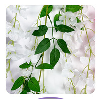 Fleurs artificielles de glycine, longues guirlandes de fleurs de haricot, pour décoration de mariage, plantes suspendues pour plafond intérieur, rotin violet