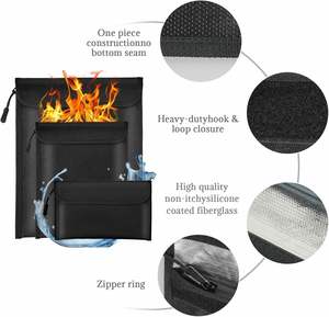 3-Pack Black Fireproof Waterproof <b>Document</b> <b>Bag</b> 2000℉ Money ID Social Security Card Protector Zipper Pouch Fire Proof - Product Image 3