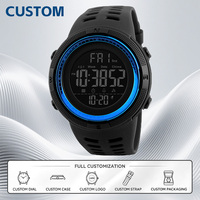 Individuelle Uhr MOQ 50 Stück Multifunktionsuhren Wecker Chronograph 5 Bar Wasserdicht Digitale Reloj Hombre Outdoor-Sportuhr