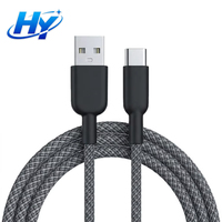 Cable de Carga Rápida y Transferencia de Datos USB-A a Tipo-C de 2.4A con Trenzado de Nailon para Teléfono Móvil iPhone Samsung Android IOS