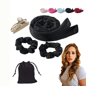 Hot Sale Velour No Heat Hair Curler Hair Styling Tools Heatless Sleeping Curling Rod Headband With Hair Clips And Scrunchies