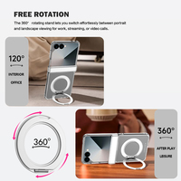 Coque de téléphone pliable transparente et fine pour Samsung Galaxy Z Flip 8, magnétique 360° °   Support de bague rotatif, étui transparent anti-chute