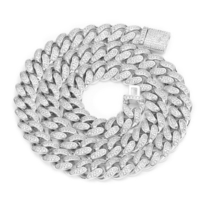 Collar de eslabones cubanos de plata para hombre, joyería de Hip Hop Rap, cristal brillante, cadena de eslabones cubanos, 2020 - Product Image 1