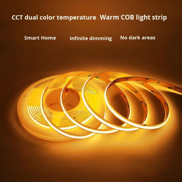 12V 24V Three-color LED Strip 576led 608led RF Controller Dimmable CCT 3000K-6500K 5m 10m Indoor Ceiling Lighting Flexible Strip