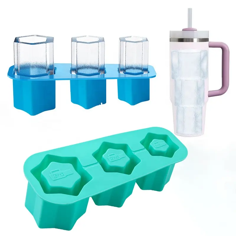 2024 High Capacity Easy Release Food Grade Stanley Tumbler Ice Mold Silicone Ice Cube Tray for Tumbler Cup