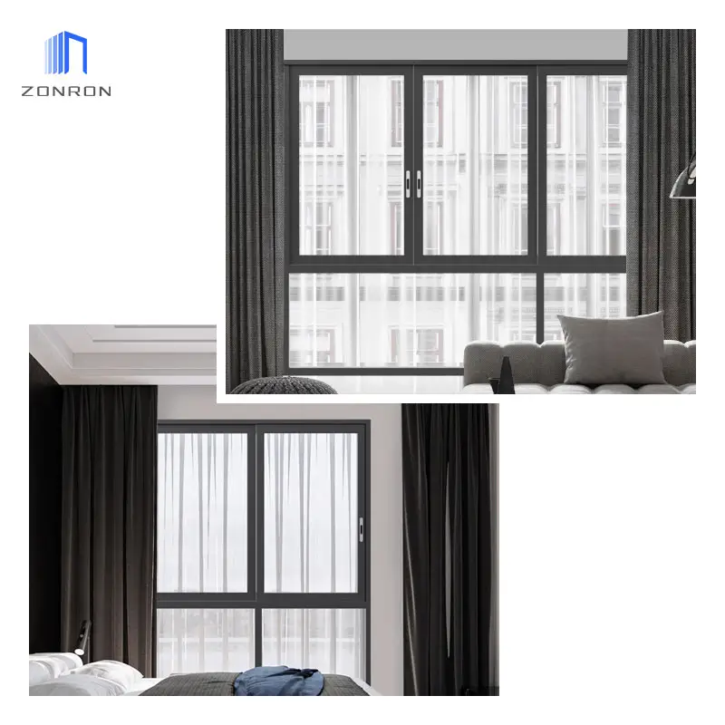 Zonron Ce Certification PVC Material Sliding Windows High standard Glass Aluminum Sliding Window