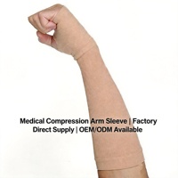 Manchon de compression médical gradué en tricot sans couture pour bras, avec trou pour le pouce, pour la récupération post-chirurgicale des œdèmes et lymphœdèmes