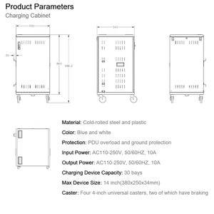 Estación de Carga Portátil para 30 Laptops con Divisores de ABS, Carro de Seguridad con Bloqueo para Educación, Compatible con Enchufes EU/US/UK - Product Image 6