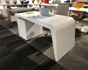 Muebles de oficina jefe de lujo de gama alta modernos Gerente ejecutivo en forma de L con gabinete lateral escritorio blanco - Product Image 2