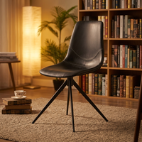 Chaise de salle à manger en cuir PU style Mid-Century Modern avec assise décorative matelassée, chaise d'appoint pour cuisine, salon, bistrot