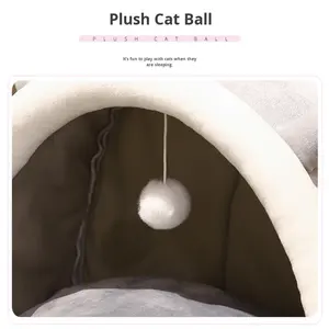 All-Season kattenbed - Winterwarm & zomerkoel semi-gesloten kattenhuis met uitneembaar kussen (voor katten & kleine honden) - Product Image 5