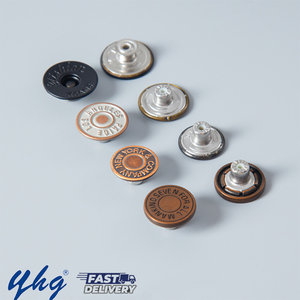 YHG OEM Logo inciso di alta qualità in metallo ottone in lega di zinco Botones rivetti pulsante Jeans personalizzato bottone per pantaloni di abbigliamento - Product Image 1