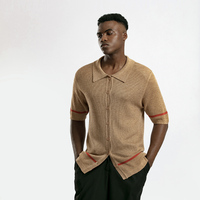 VSCOO Stylish Classic Großhandel Custom Men Kurzarm Cardigan Sweater Zweifarbiges Strick polos hirt
