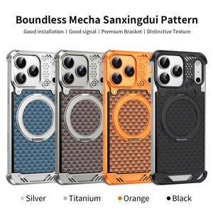 เคสโทรศัพท์แม่เหล็กไร้ขอบโลหะอะลูมิเนียมขั้นสูงสำหรับ iPhone 17 13 14 15 16 Pro Max พร้อม 360 °   ฝาครอบกันกระแทกแบบมีขาตั้ง - Product Image 2
