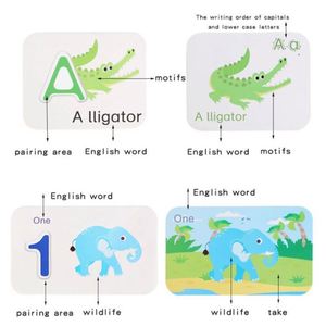 Juego Educativo de Letras de Madera ABC, Rompecabezas de Combinación de Patrones de Animales, Tarjetas de Memoria con Números y Alfabeto - Product Image 4
