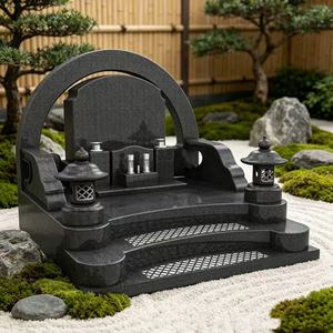 Monument funéraire en granit naturel de conception japonaise moderne avec base et marches pour cimetière - Product Image 3