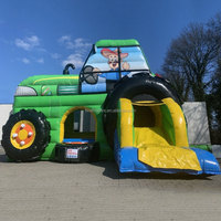 Château gonflable pour enfants avec toboggan, thème camion de chantier et parcours d'obstacles, pour fêtes, Chine